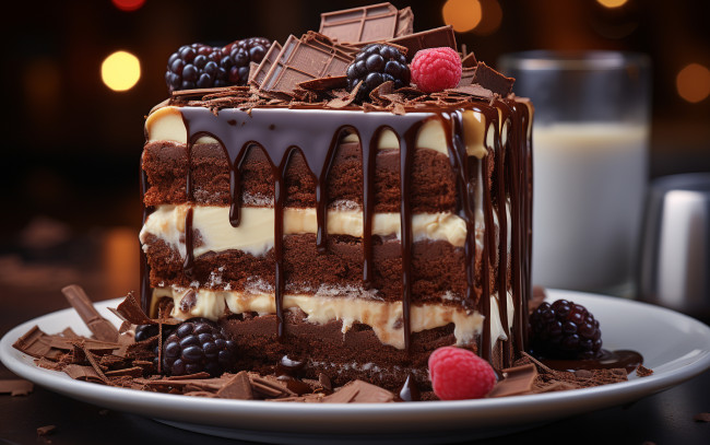 Обои картинки фото 3д графика, еда-, food, торт, шоколадный