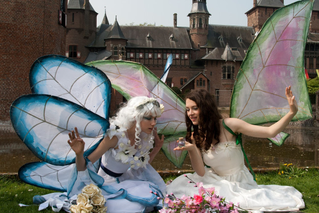 Обои картинки фото разное, маски, карнавальные, костюмы, маскарад, фея, девушки