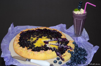 Картинка еда пироги смузи черника