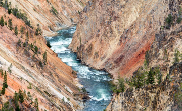 Картинка природа реки озера пейзаж пороги бурная высота деревья скалы ущелье каньон река