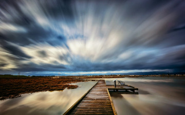 Картинка природа облака горизонт помост