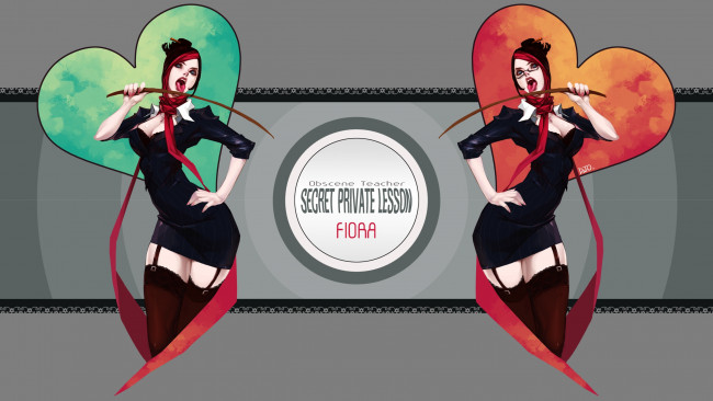 Обои картинки фото league of legends, фэнтези, девушки, league, of, legends, арт, сердечки, галстук, костюм