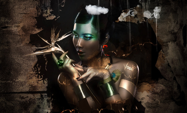 Обои картинки фото фэнтези, фотоарт, цветок, браслеты, девушка