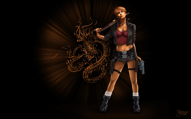 Обои картинки фото фэнтези, девушки, девушка, keira, knightley, оружие, дракон