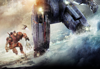 Картинка кино+фильмы pacific+rim корабль закат океан роботы