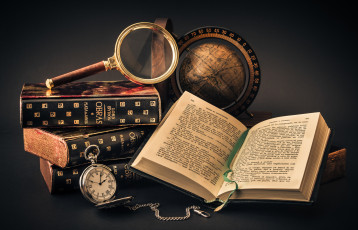 Картинка разное канцелярия +книги книга глобус часы лупа