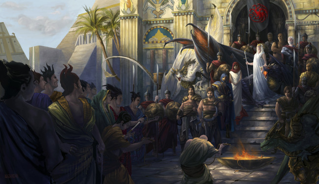 Обои картинки фото фэнтези, драконы, песня, льда, и, огня, люди