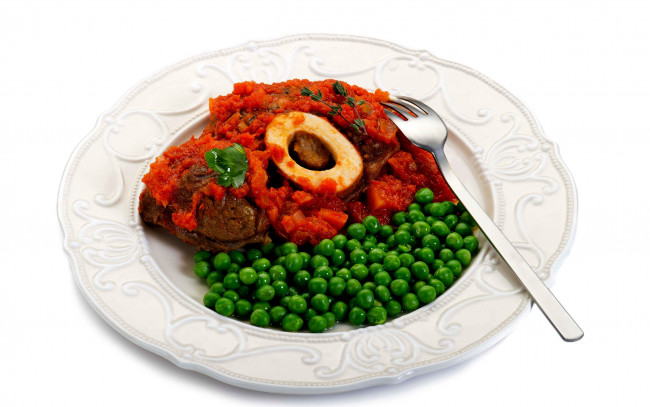 Обои картинки фото еда, вторые блюда, соус, горошек, зеленый