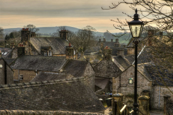 Картинка города -+панорамы холм фонарь крыши