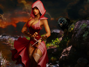 Картинка фэнтези девушки пантера фон девушка