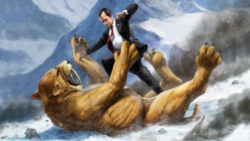 Картинка рисованное комиксы мужчина фон тигр