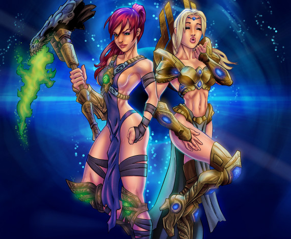 Обои картинки фото рисованное, комиксы, фон, девушки, униформа