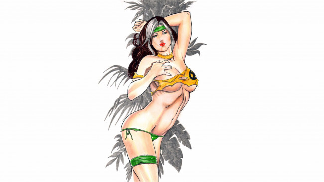 Обои картинки фото рисованное, комиксы, девушка, фон, взгляд