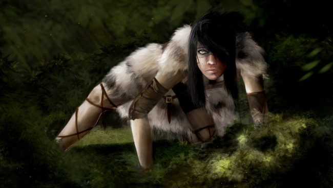 Обои картинки фото фэнтези, девушки, девушка, взгляд, фон