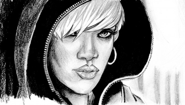 Обои картинки фото rihanna, рисованное, люди, девушка, фон, взгляд