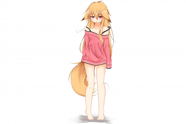 Обои картинки фото аниме, животные,  существа, девочка