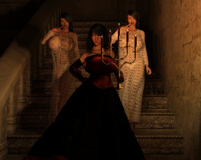 Картинка 3д+графика люди+ people девушки взгляд фон