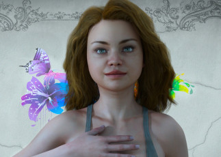 Картинка 3д+графика люди+ people девушка взгляд фон