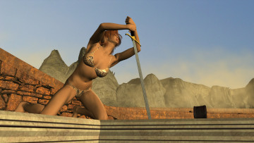 Картинка 3д+графика фантазия+ fantasy девушка взгляд фон