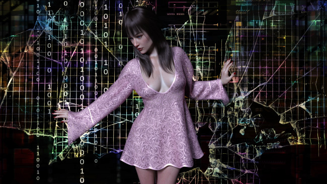 Обои картинки фото 3д графика, люди , people, девушка, взгляд, фон