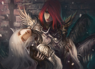 Картинка фэнтези эльфы девушки фон латы