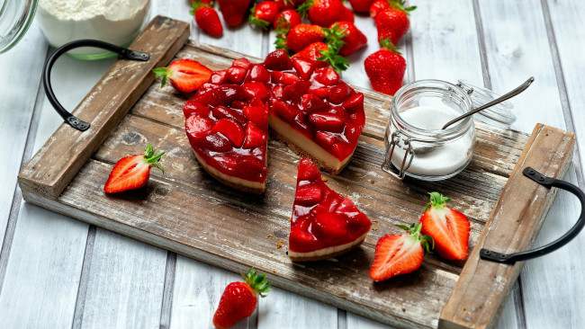 Обои картинки фото еда, торты, чизкейк, клубника