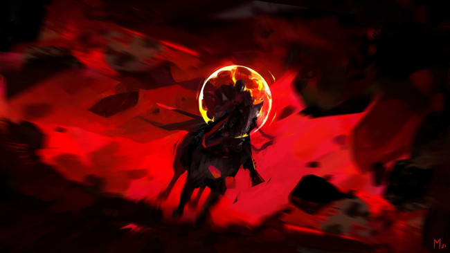 Обои картинки фото рисованное, люди, всадник, рыцарь