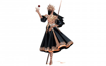 Картинка фэнтези маги +волшебники девушка платье маска шарик посох