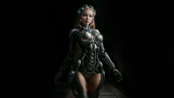 Картинка фэнтези роботы +киборги +механизмы нейросети графика нейроарт ai art нейронные сети рисунки нейро искусство девушка киборг