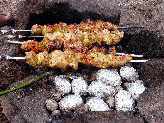 Обои картинки фото еда, шашлык, барбекю