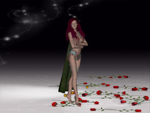 Картинка 3д графика people люди цветы розы девушка