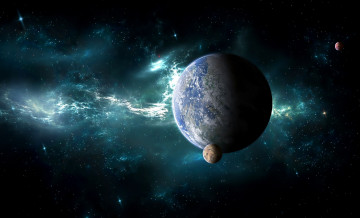 Картинка космос арт планета спутник