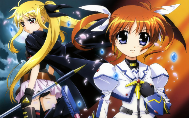Обои картинки фото аниме, mahou, shoujo, lyrical, nanoha, madoka, magika