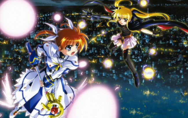 Обои картинки фото mahou, аниме, shoujo, lyrical, nanoha, madoka, magika