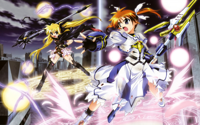 Обои картинки фото mahou, аниме, shoujo, lyrical, nanoha, madoka, magika