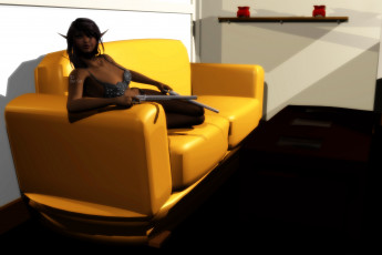 Картинка 3д графика elves эльфы оружие эльфийка диван