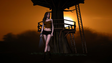 Картинка 3д графика people люди девушка закат