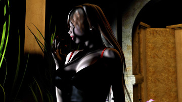 Картинка 3д графика people люди растения взгляд девушка