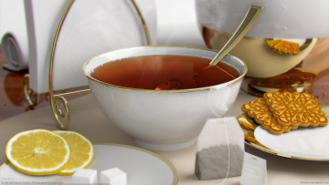 Картинка dmitriy egorov 3д графика realism реализм печенье чай лимон