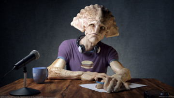 Картинка luis antonio 3д графика creatures существа фэнтези наушники иноплпнетянин микрофон интервью чудик