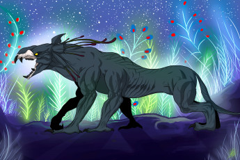 Картинка рисованные животные +сказочные +мифические цветы существо