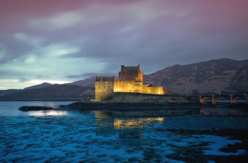 Картинка города замок+эйлен+донан++ шотландия река мост