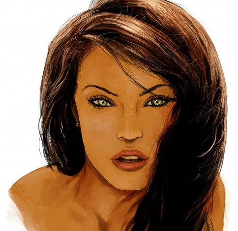 Обои картинки фото рисованные, люди, взгляд, девушка