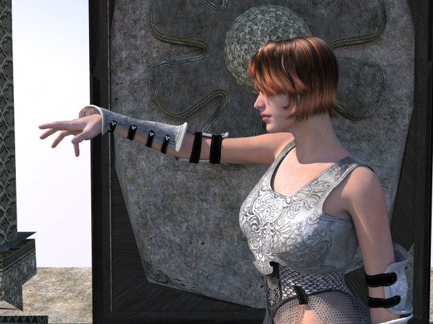 Обои картинки фото 3д графика, фантазия , fantasy, взгляд, девушка