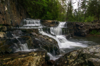 Картинка природа водопады лес водопад река