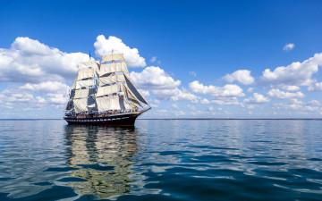 Картинка корабли парусники облака небо море паруса парусник