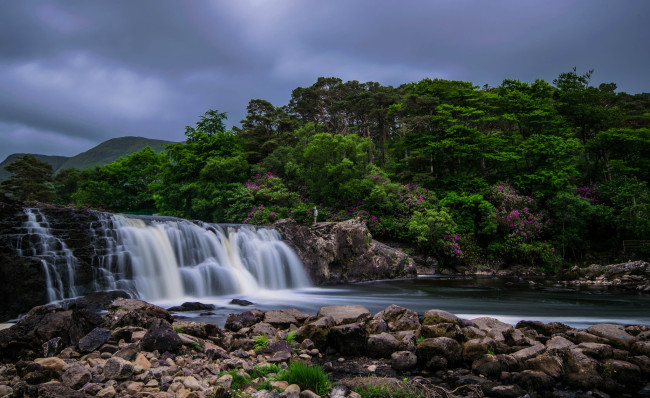 Обои картинки фото природа, водопады, водопад, река, лес