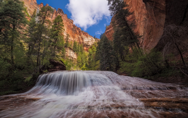 Обои картинки фото природа, водопады, водопад, река, лес