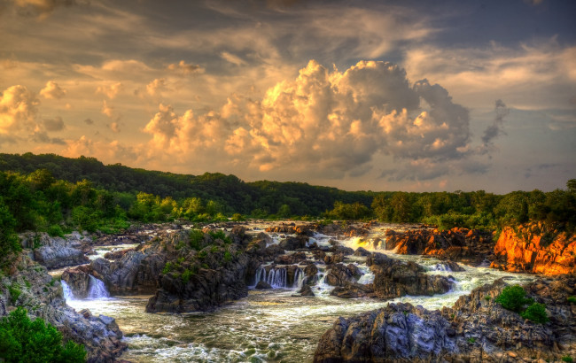 Обои картинки фото природа, водопады, водопад, река, лес