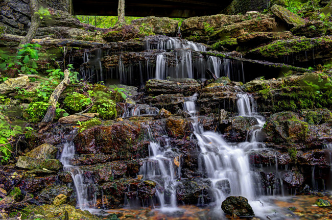 Обои картинки фото природа, водопады, лес, река, водопад